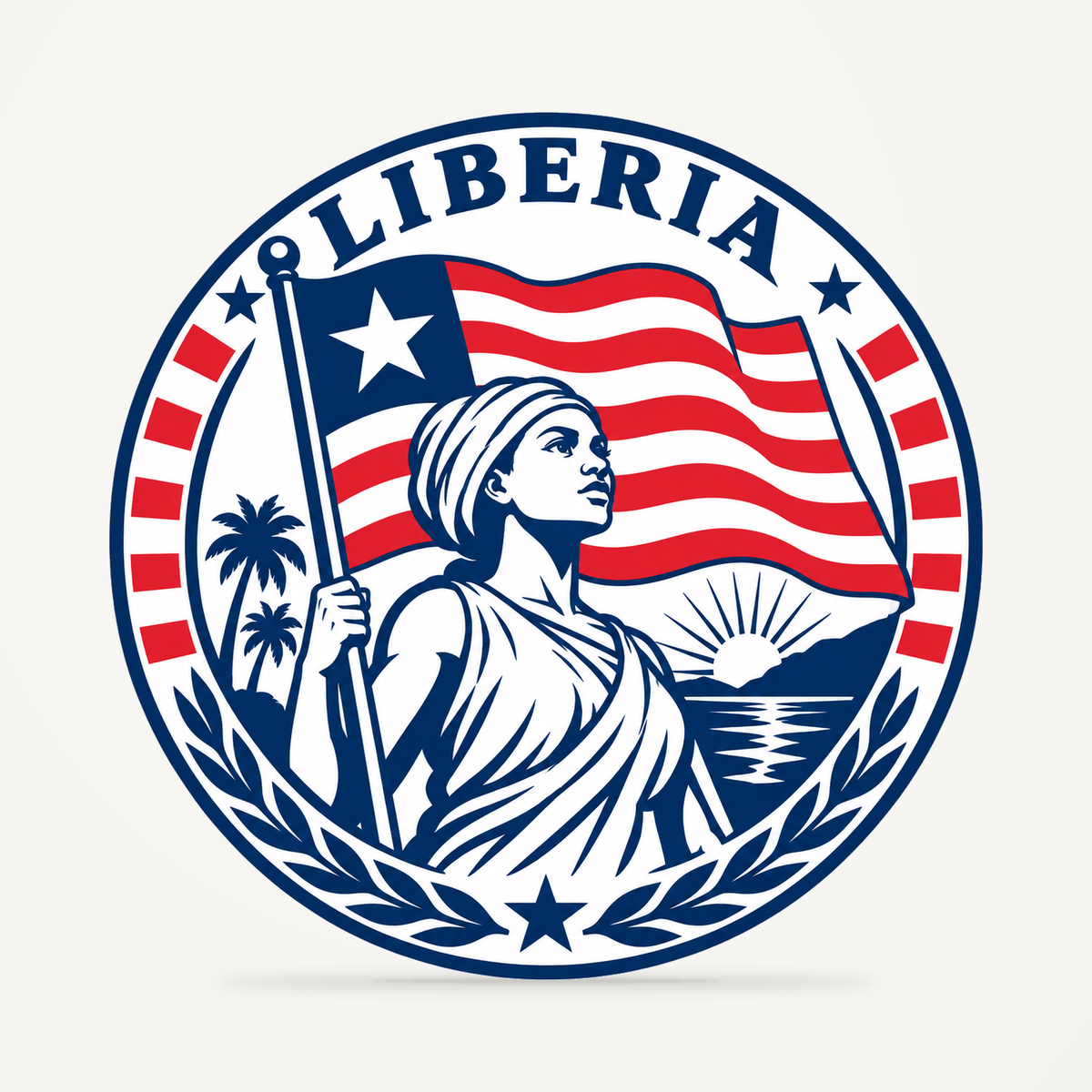 Front view of the Liberia 3D-printed country seal