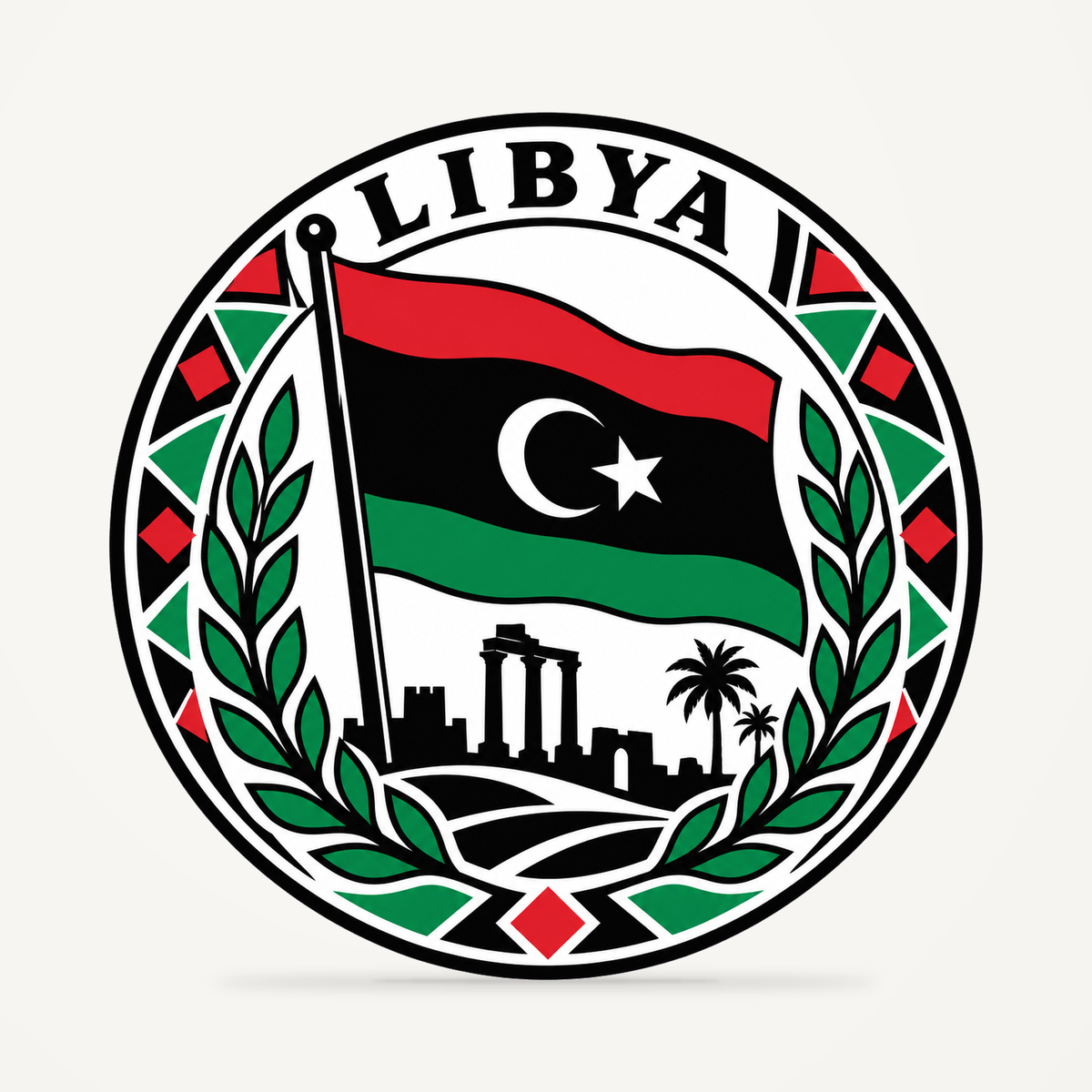 Front view of the Libya 3D-printed country seal