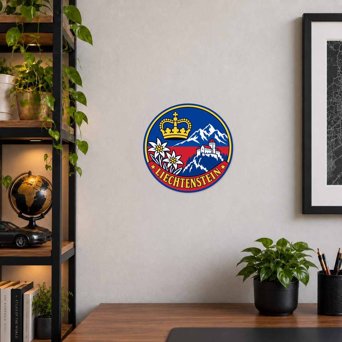 Liechtenstein 3D-printed country seal — wall display at approximately 9.5 inches diameter