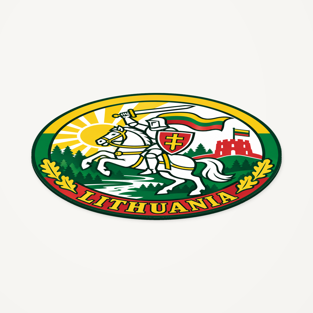 Lithuania 3D-printed country seal — angled view showing thin profile
