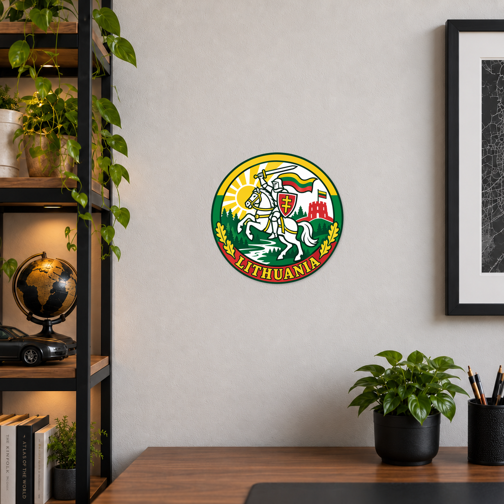 Lithuania 3D-printed country seal — wall display at approximately 9.5 inches diameter