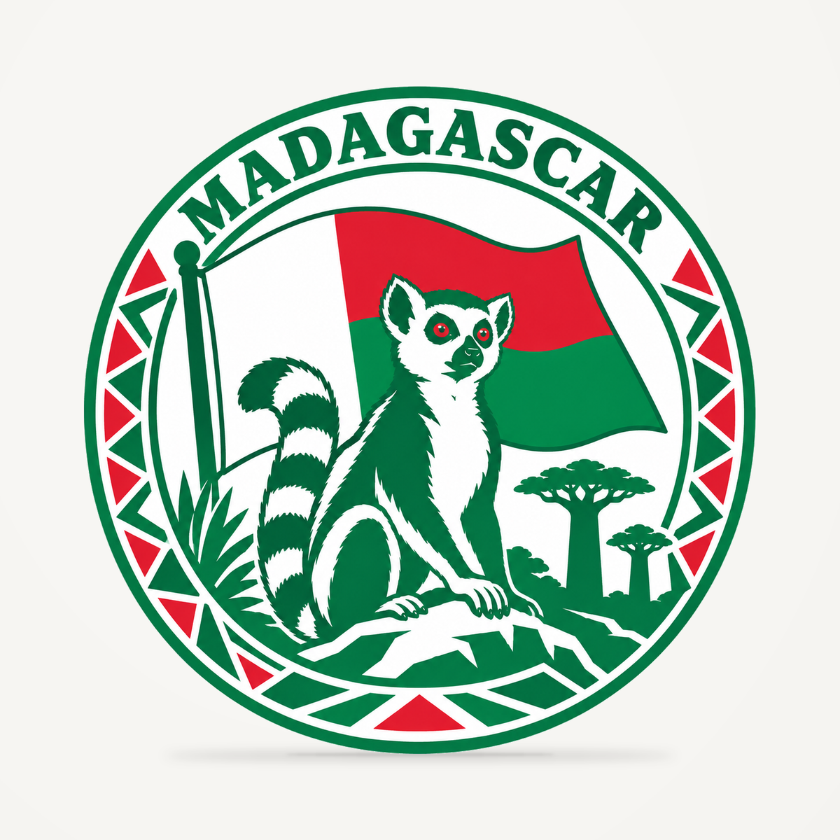 Front view of the Madagascar 3D-printed country seal