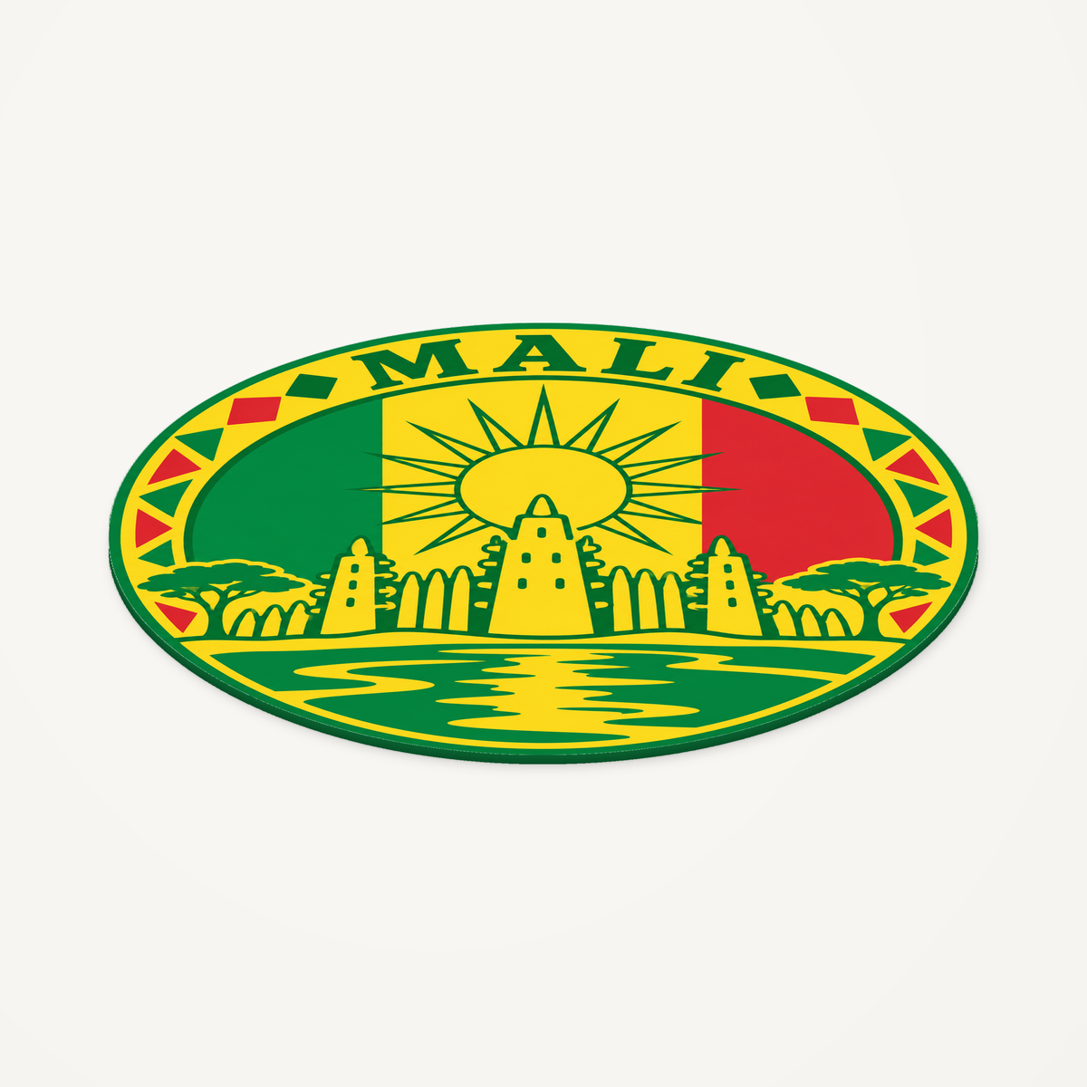 Angled view showing the thin profile of the Mali 3D-printed country seal
