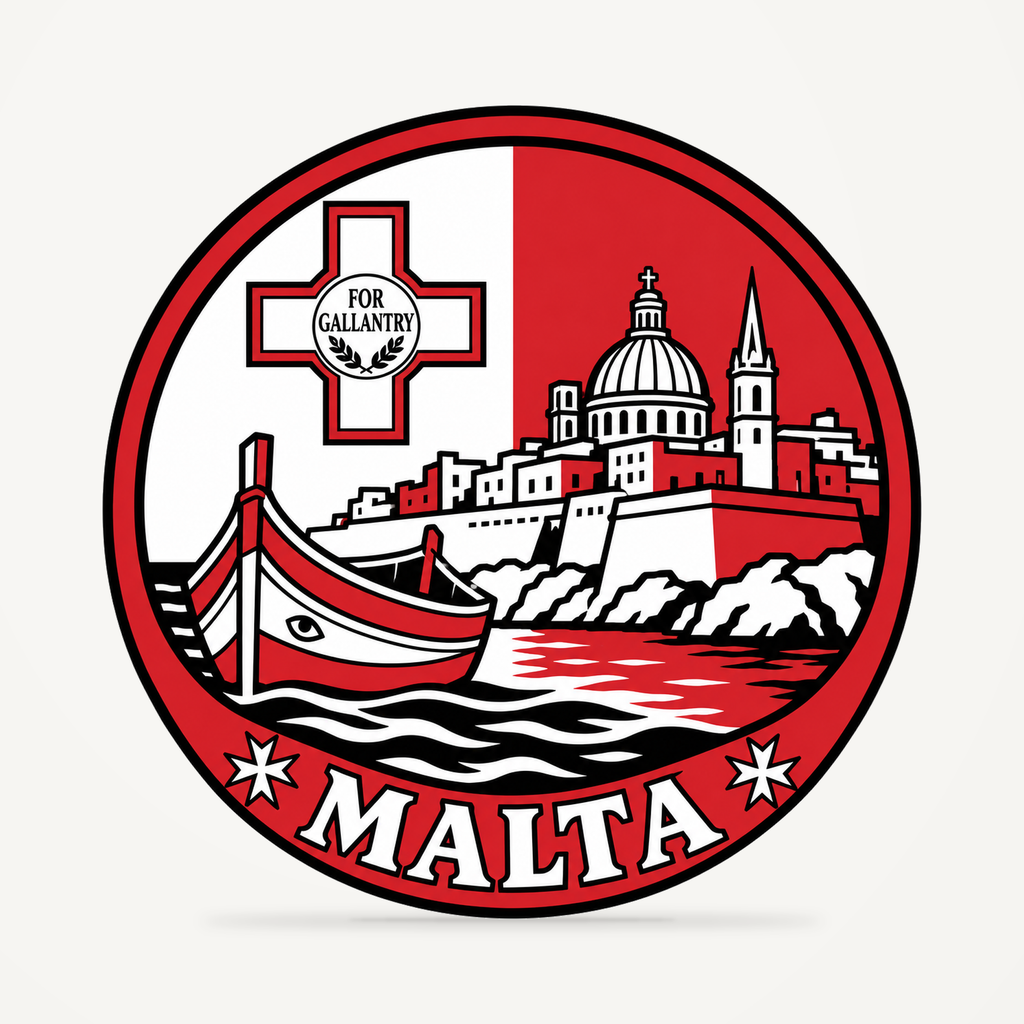 Malta 3D-printed country seal — front view