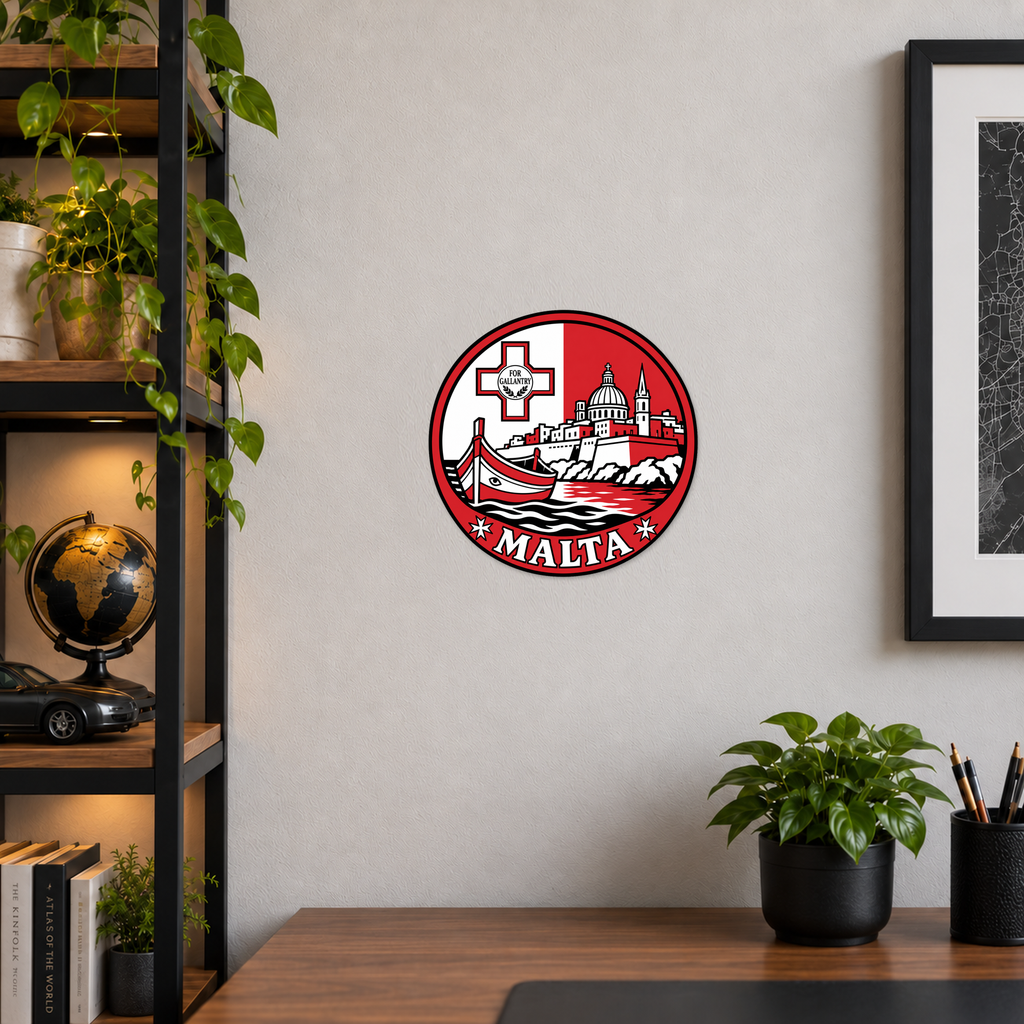 Malta 3D-printed country seal — wall display at approximately 9.5 inches diameter