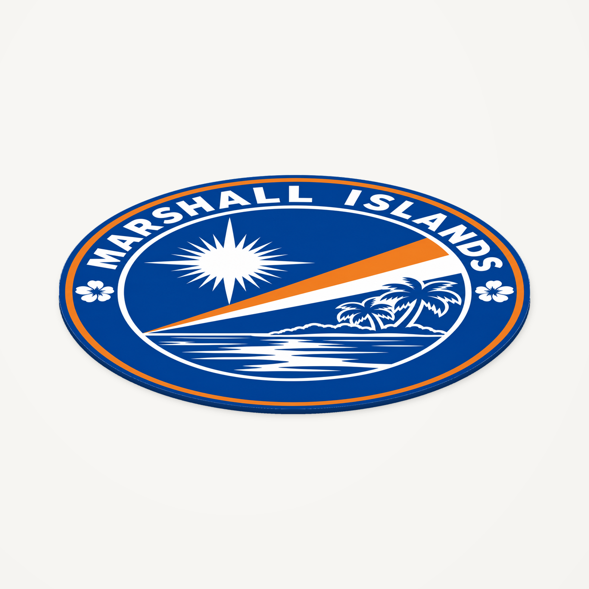 Marshall Islands 3D-printed country seal — angled view showing thin profile