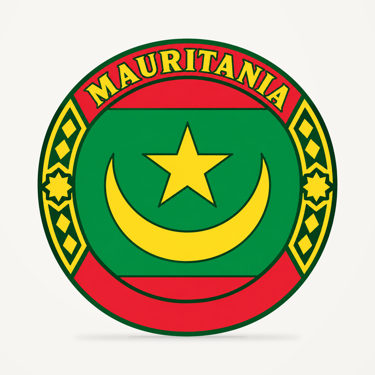 Front view of the Mauritania 3D-printed country seal