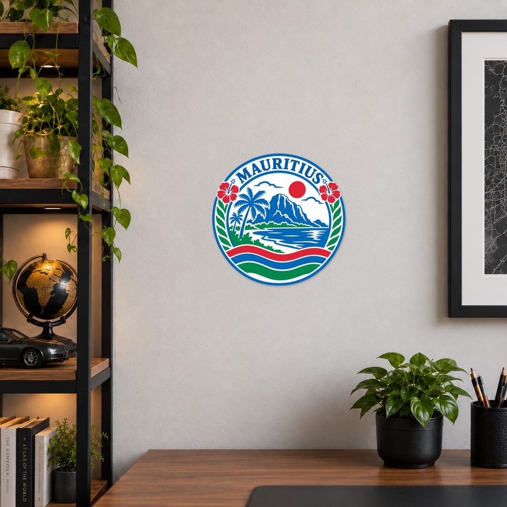 Mauritius 3D-printed country seal — wall display at approximately 9.5 inches diameter