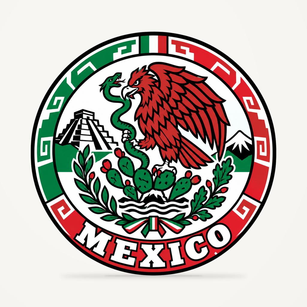 Mexico 3D-printed country seal — front view