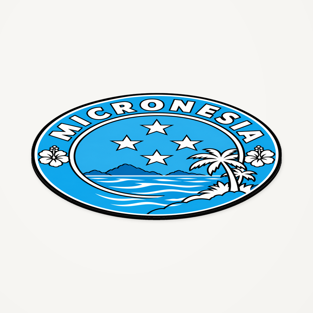 Micronesia 3D-printed country seal — angled view showing thin profile