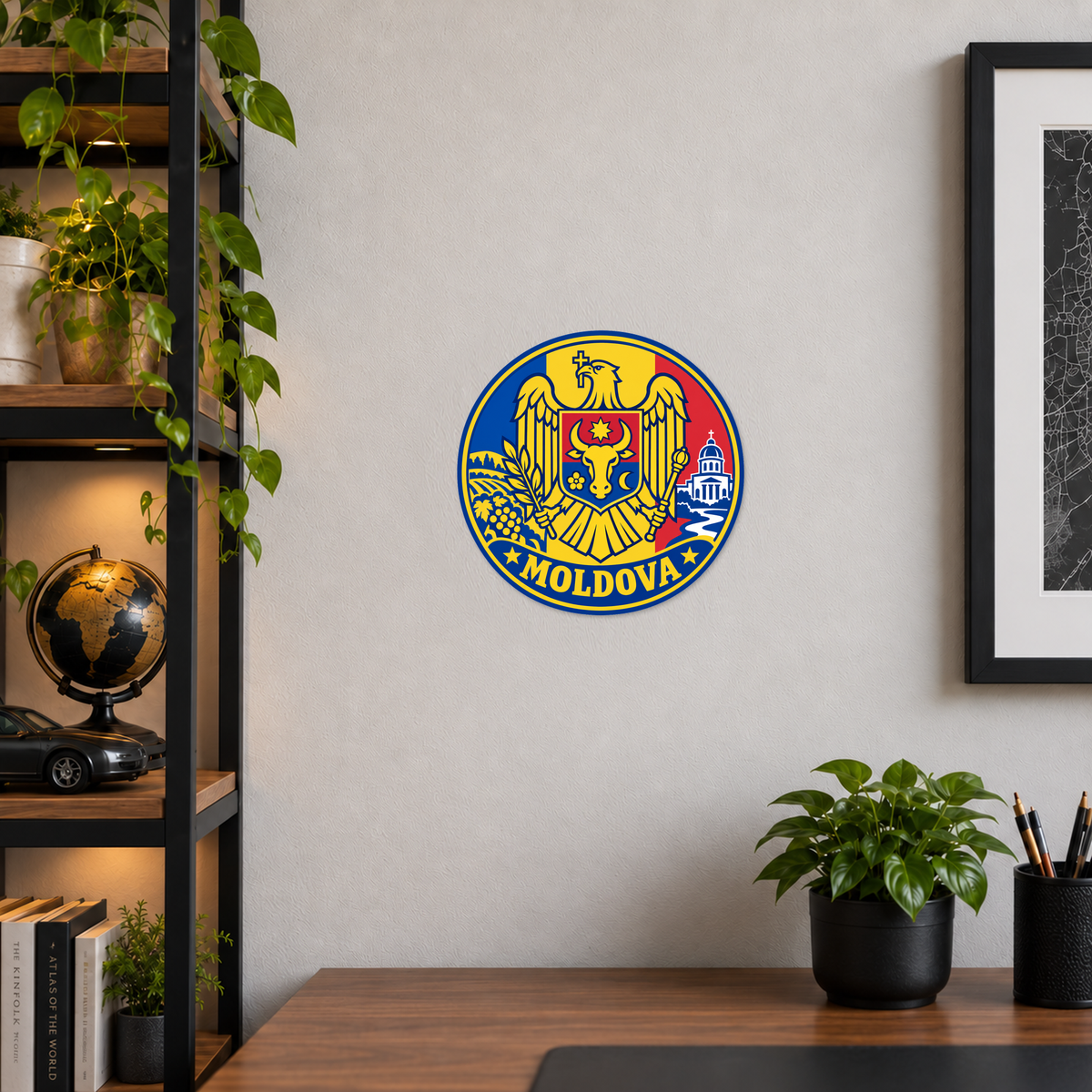 Moldova 3D-printed country seal — wall display at approximately 9.5 inches diameter