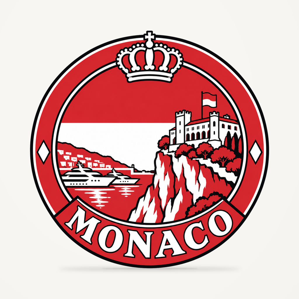 Monaco 3D-printed country seal — front view