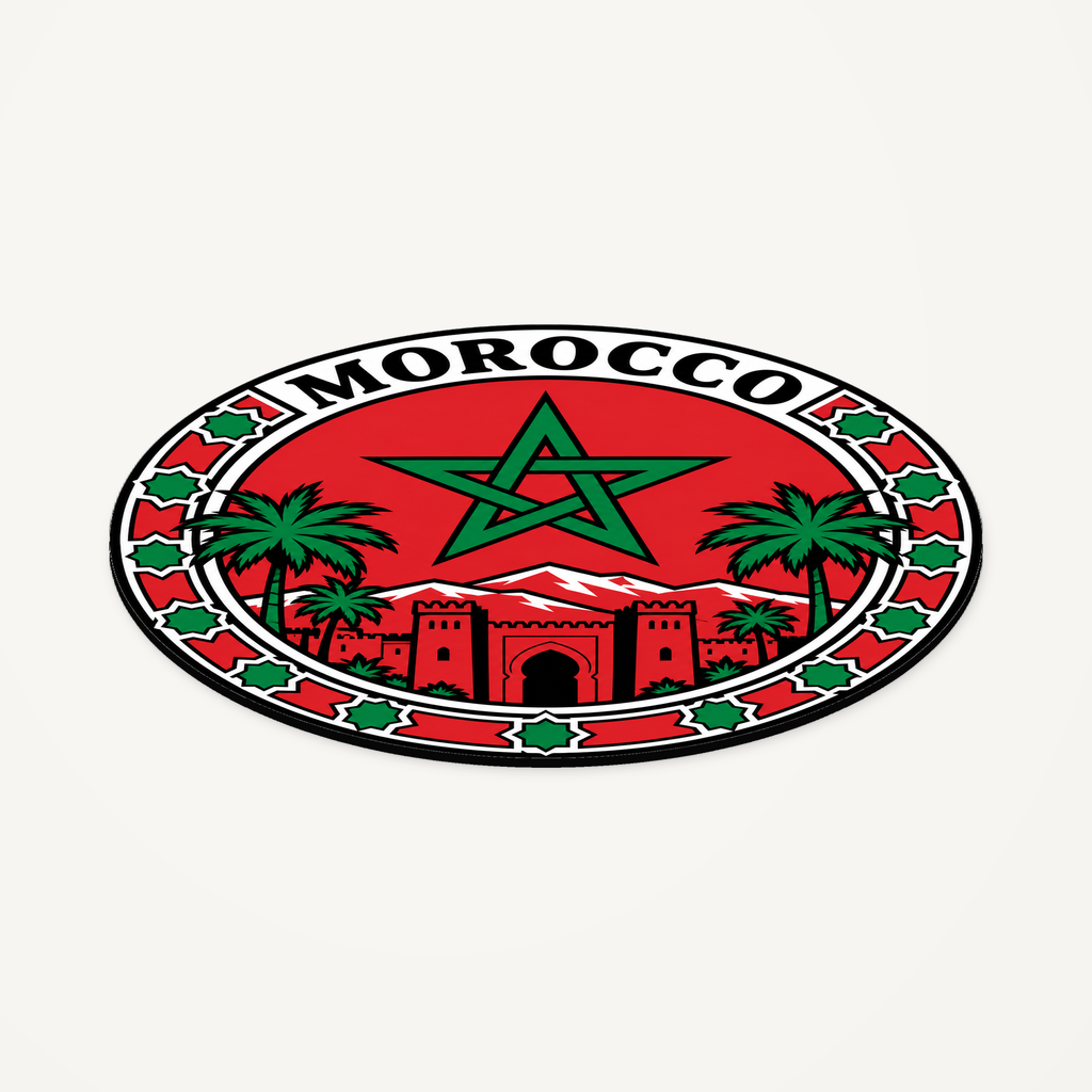 Angled view showing the thin profile of the Morocco 3D-printed country seal