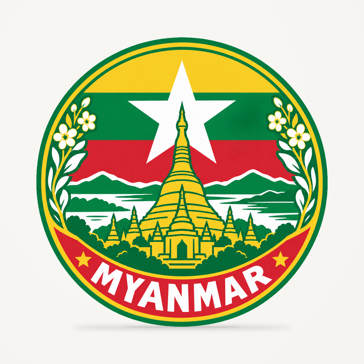 Front view of the Myanmar 3D-printed country seal