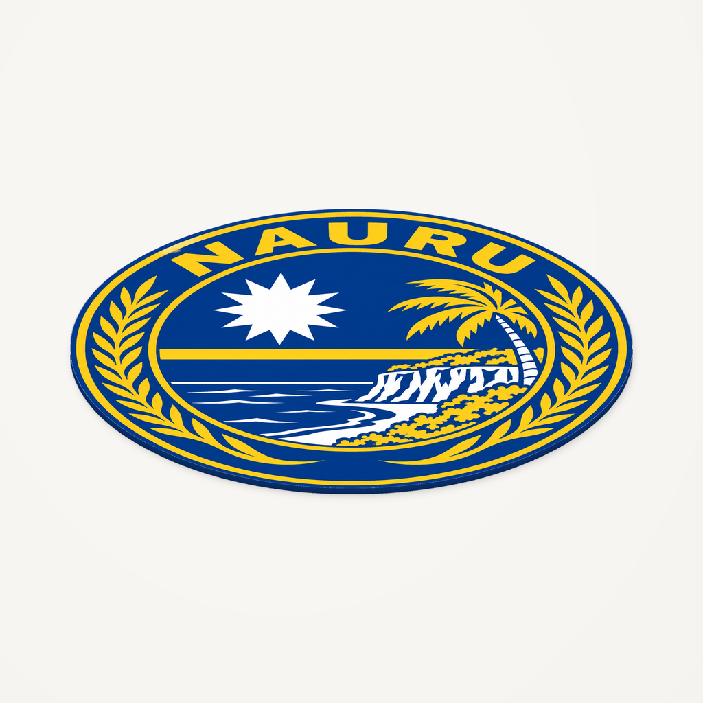 Nauru 3D-printed country seal — angled view showing thin profile