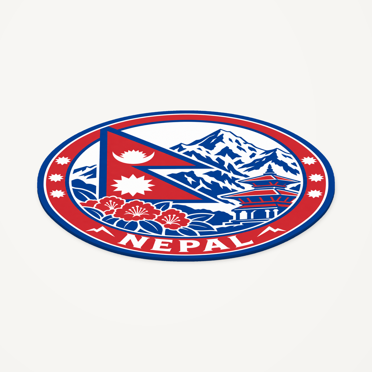 Angled view showing the thin profile of the Nepal 3D-printed country seal