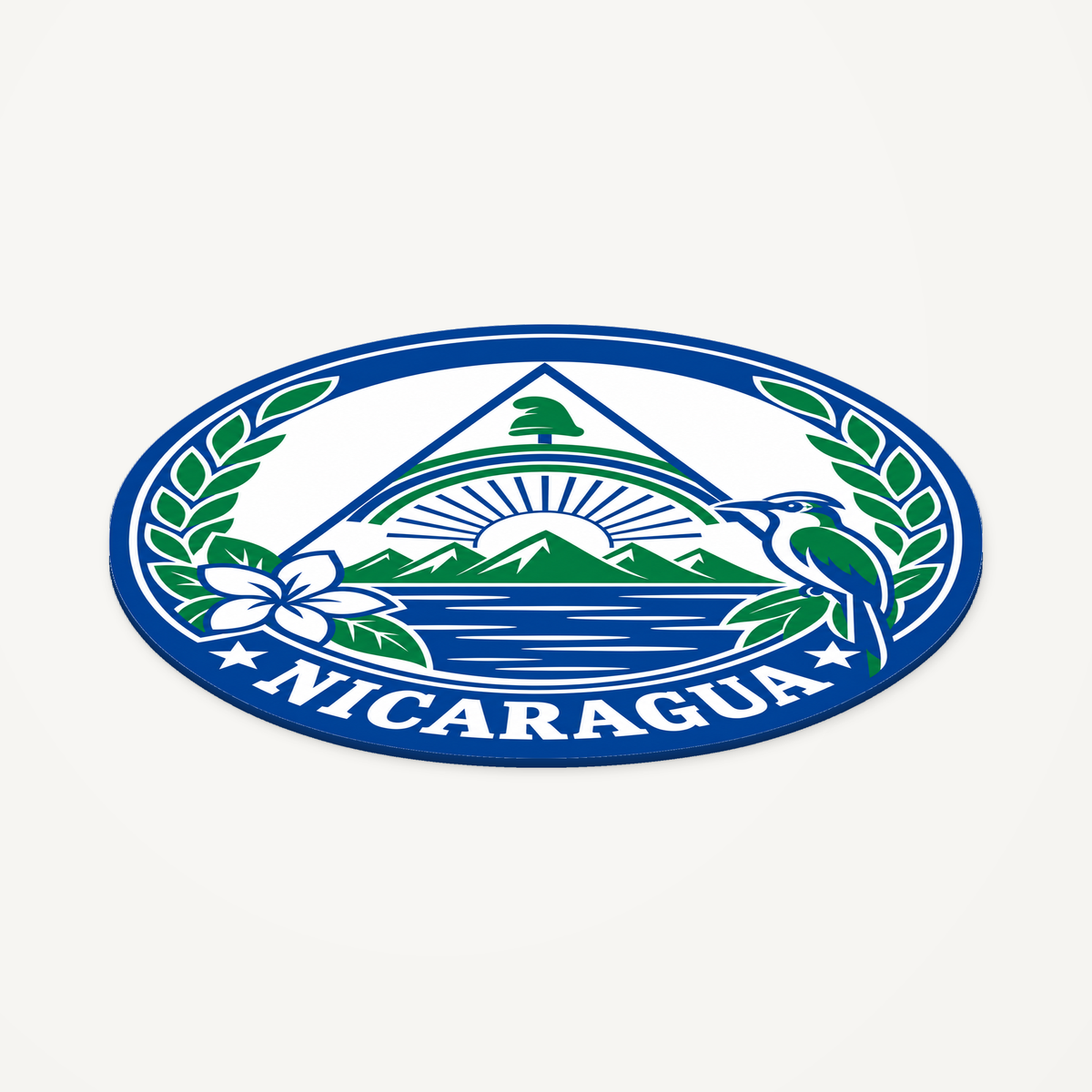Nicaragua 3D-printed country seal — angled view showing thin profile