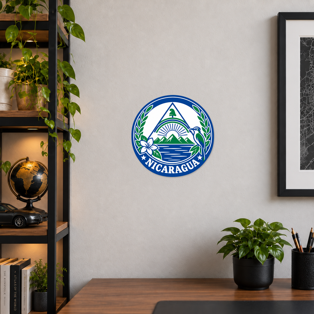 Nicaragua 3D-printed country seal — wall display at approximately 9.5 inches diameter