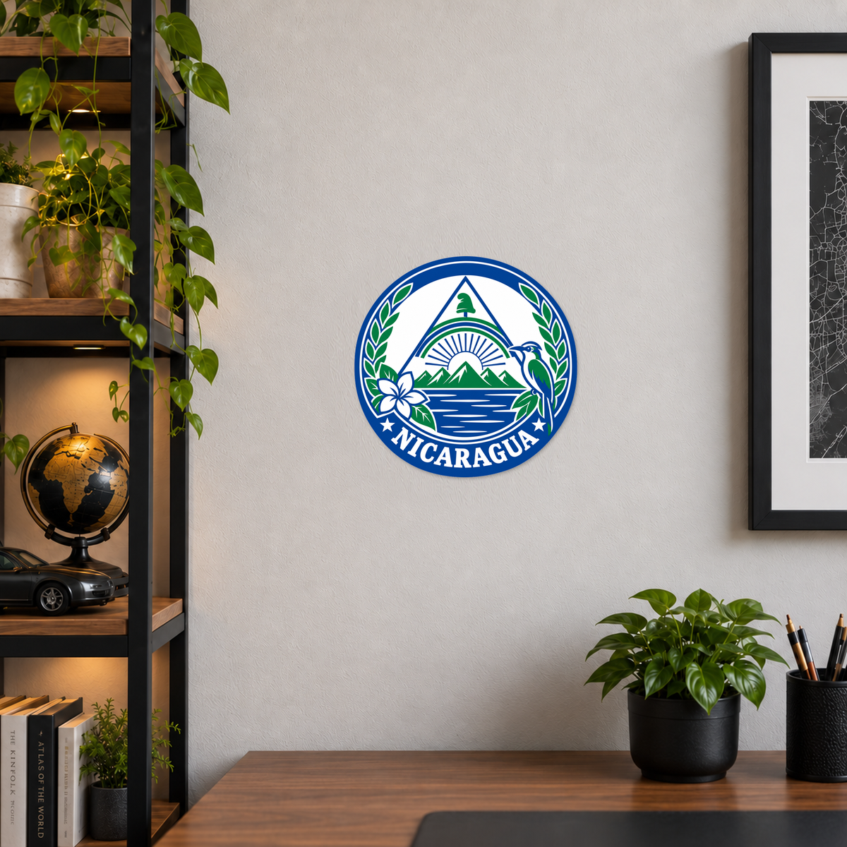 Nicaragua 3D-printed country seal — wall display at approximately 9.5 inches diameter