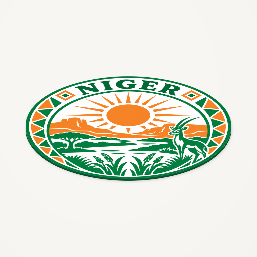 Niger 3D-printed country seal — angled view showing thin profile