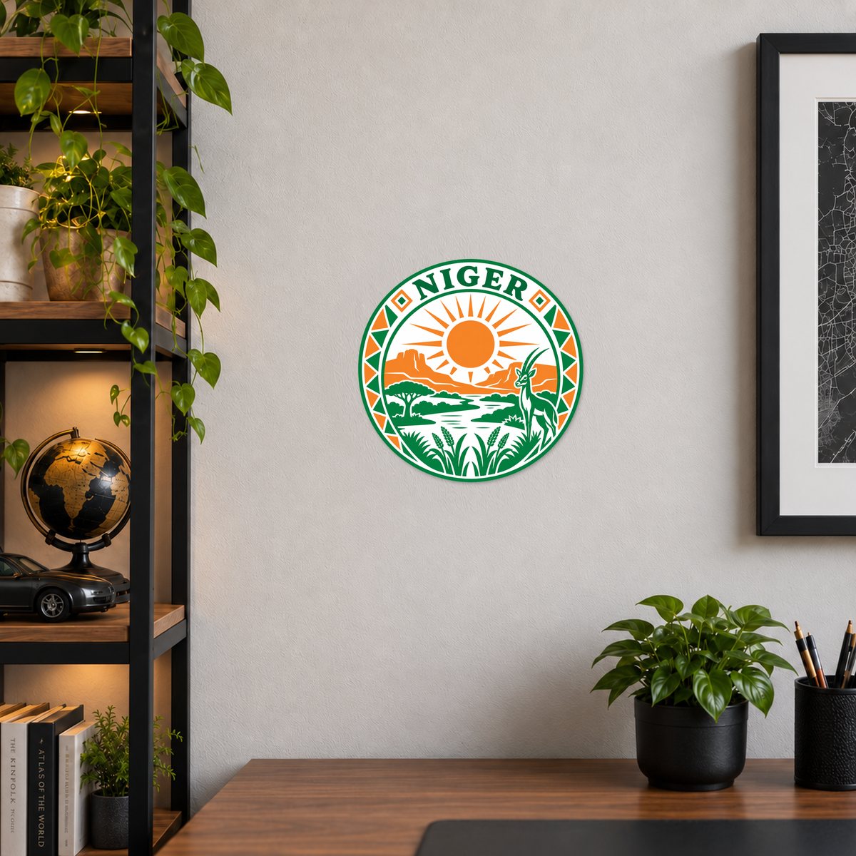 Niger 3D-printed country seal — wall display at approximately 9.5 inches diameter
