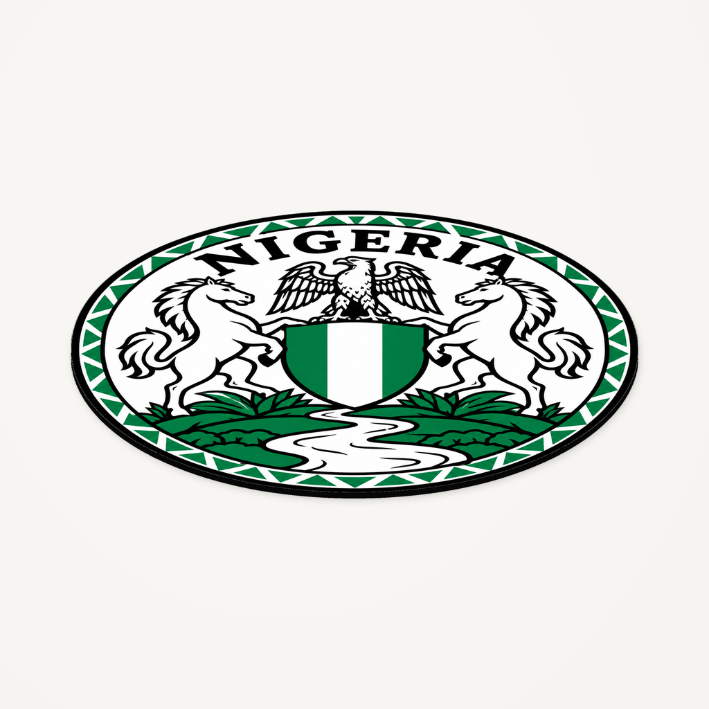Angled view showing the thin profile of the Nigeria 3D-printed country seal