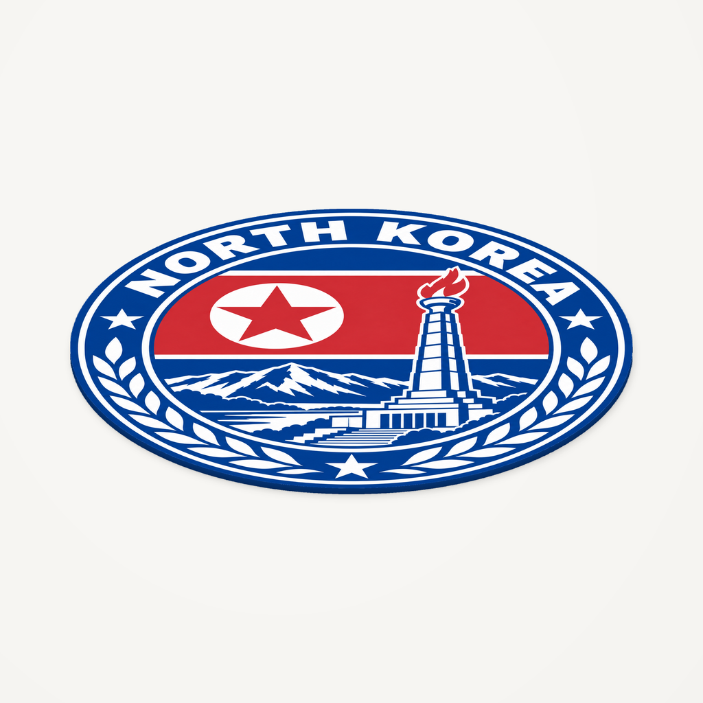 Angled view showing the thin profile of the North Korea 3D-printed country seal