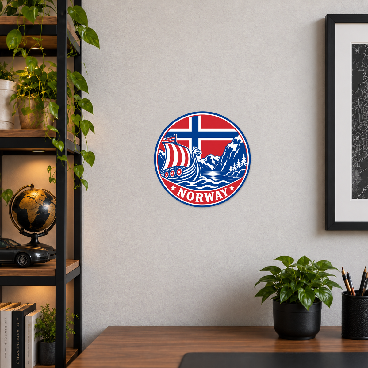 Norway 3D-printed country seal — wall display at approximately 9.5 inches diameter