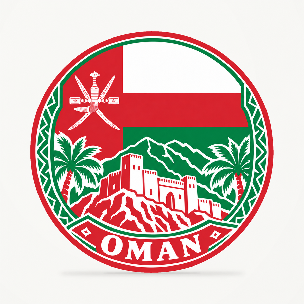 Front view of the Oman 3D-printed country seal