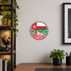 Oman 3D-printed country seal displayed on a home office wall at approximately 9.5 inches across