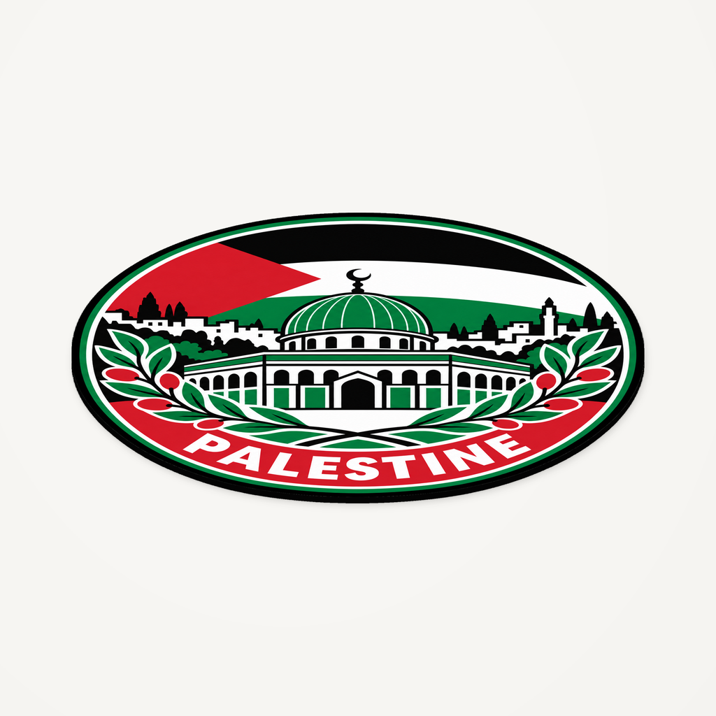 Palestine 3D-printed country seal — angled view showing thin profile