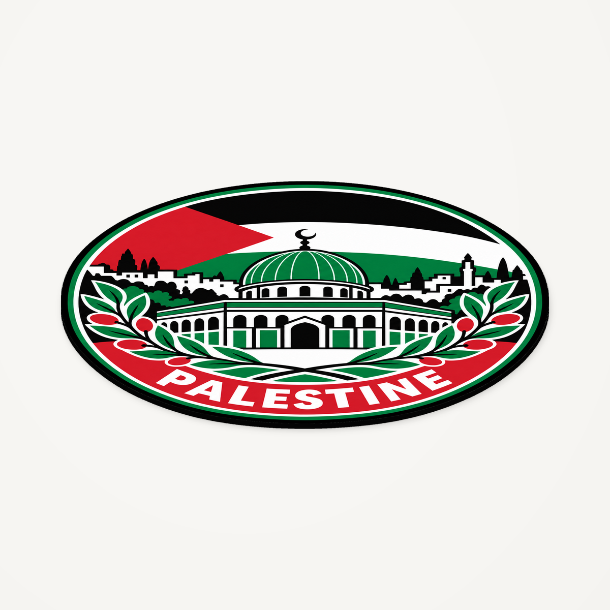 Palestine 3D-printed country seal — angled view showing thin profile