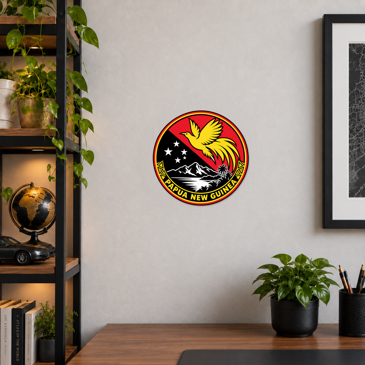 Papua New Guinea 3D-printed country seal — wall display at approximately 9.5 inches diameter