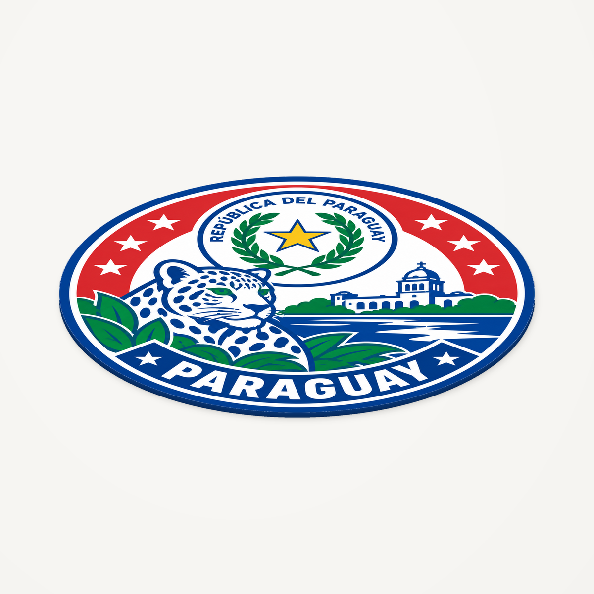 Paraguay 3D-printed country seal — angled view showing thin profile