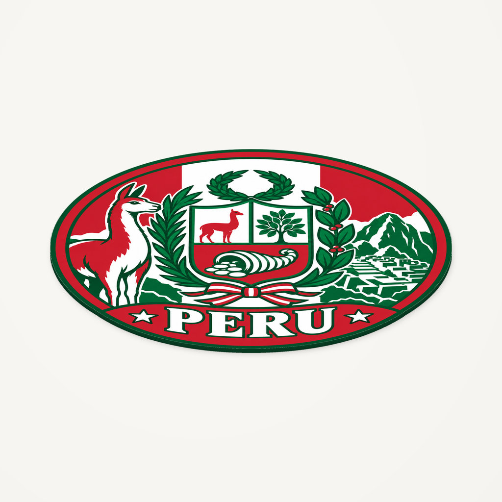 Peru 3D-printed country seal — angled view showing thin profile