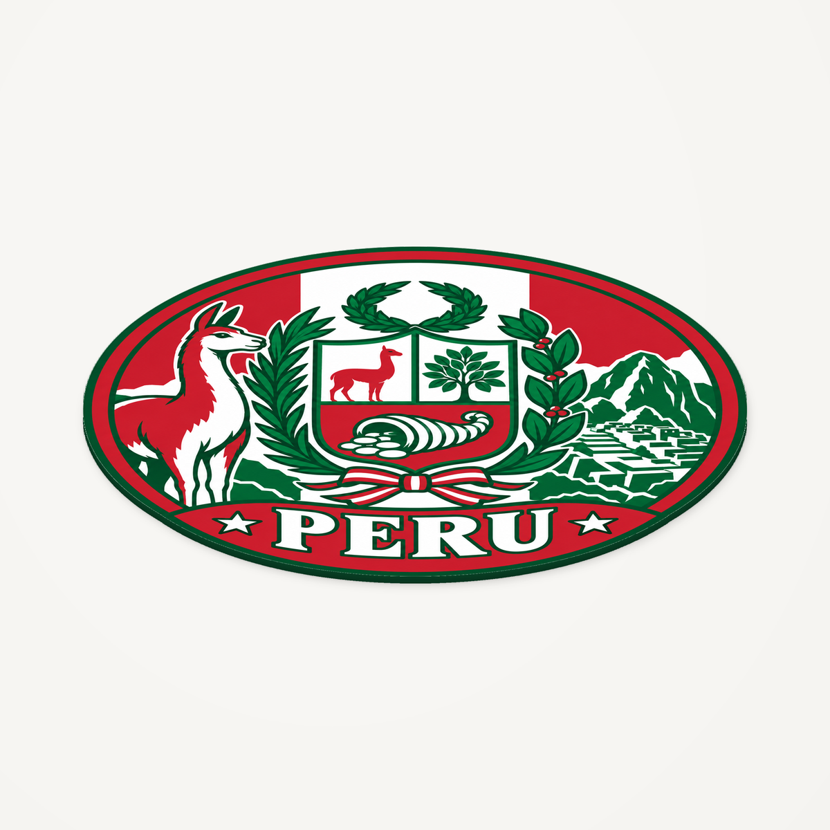 Peru 3D-printed country seal — angled view showing thin profile