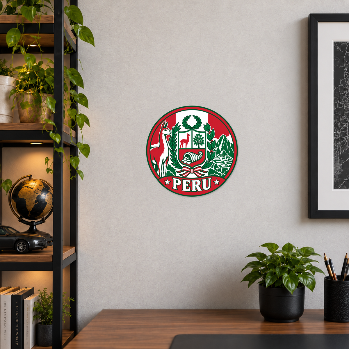 Peru 3D-printed country seal — wall display at approximately 9.5 inches diameter