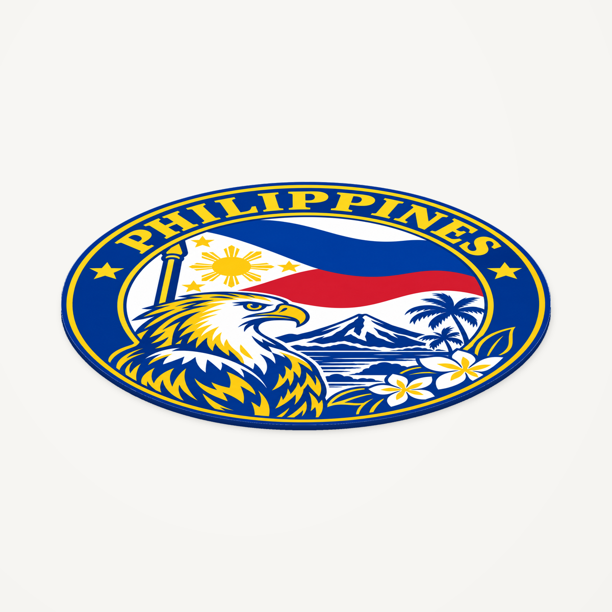 Angled view showing the thin profile of the Philippines 3D-printed country seal