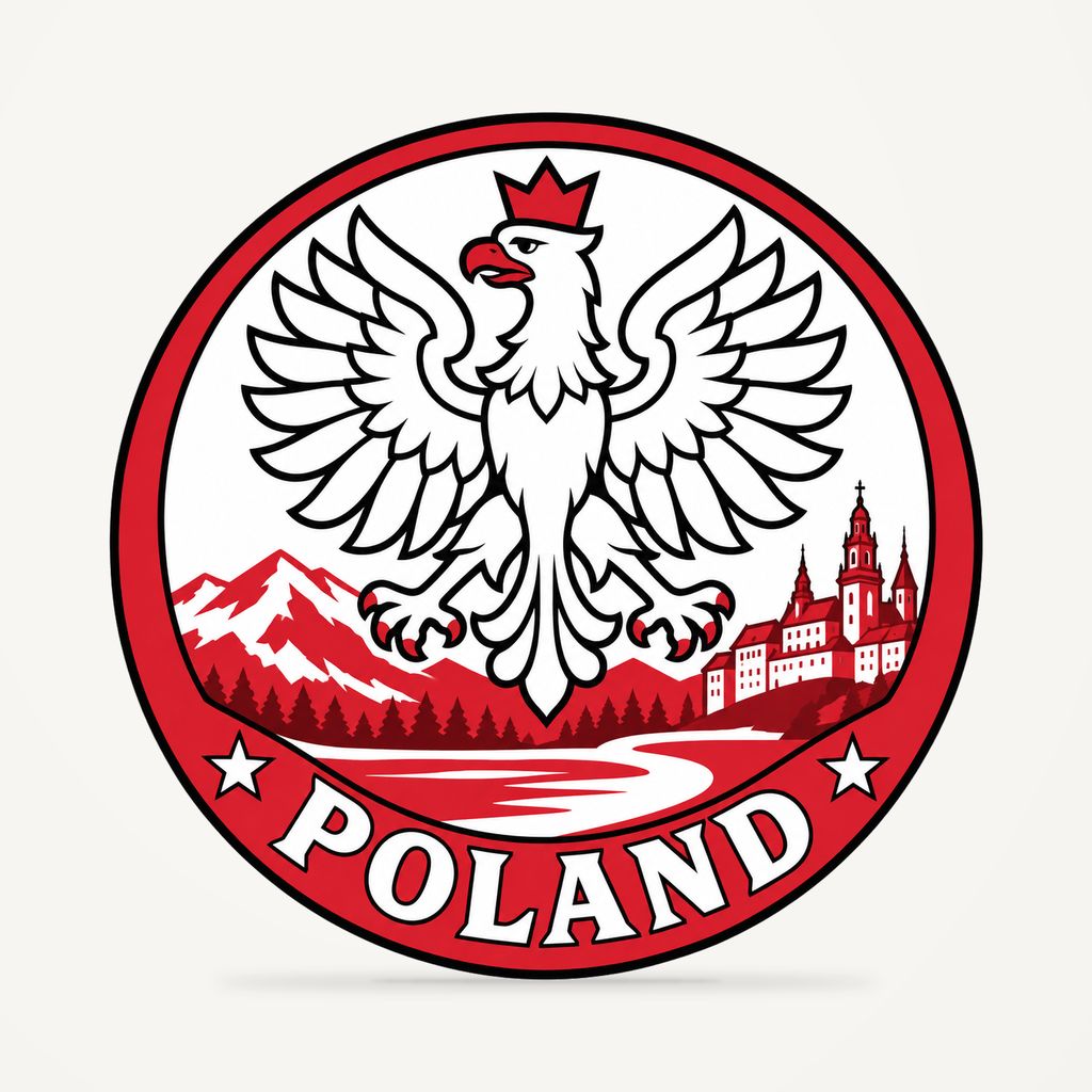 Poland 3D-printed country seal — front view