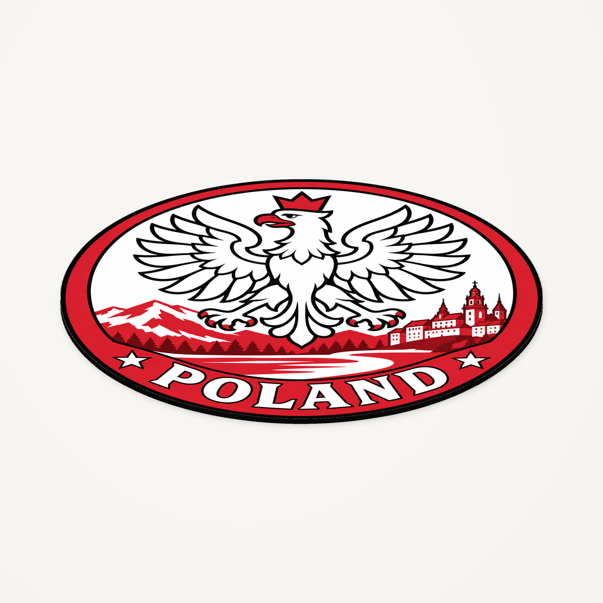 Poland 3D-printed country seal — angled view showing thin profile
