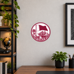 Qatar 3D-printed country seal displayed on a home office wall at approximately 9.5 inches across