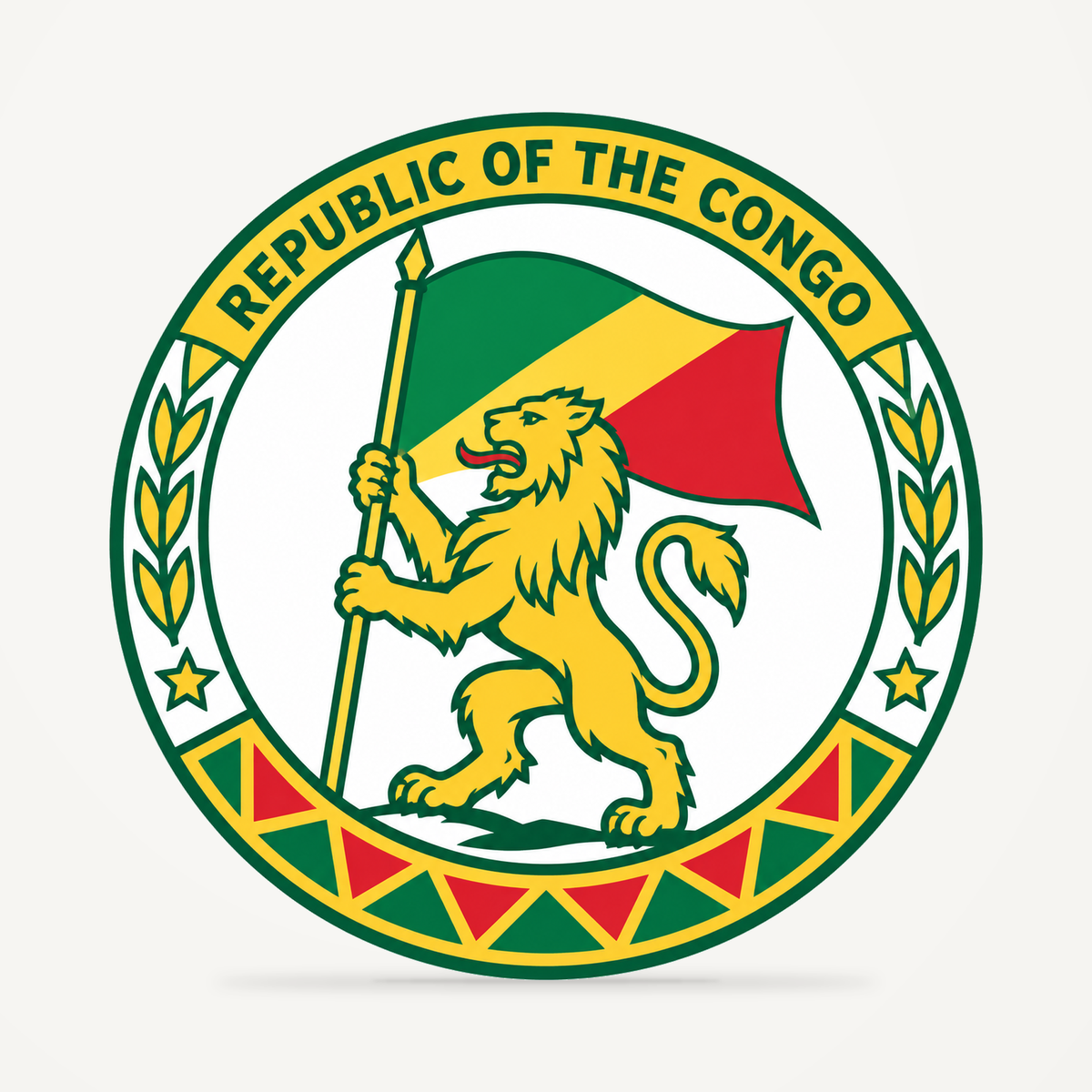 Front view of the Republic of the Congo 3D-printed country seal