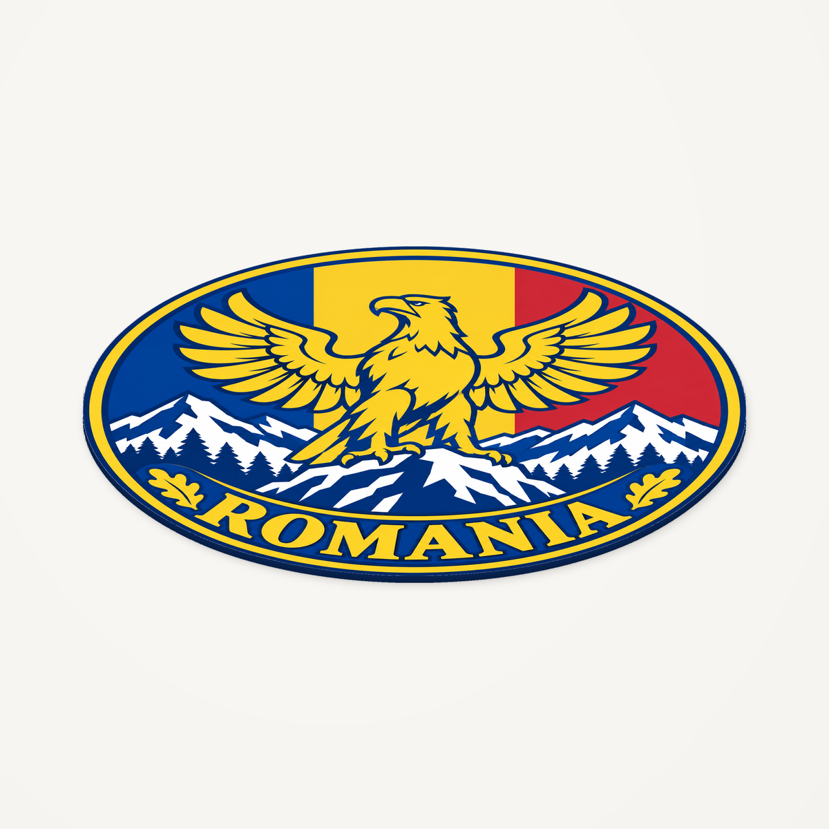 Romania 3D-printed country seal — angled view showing thin profile