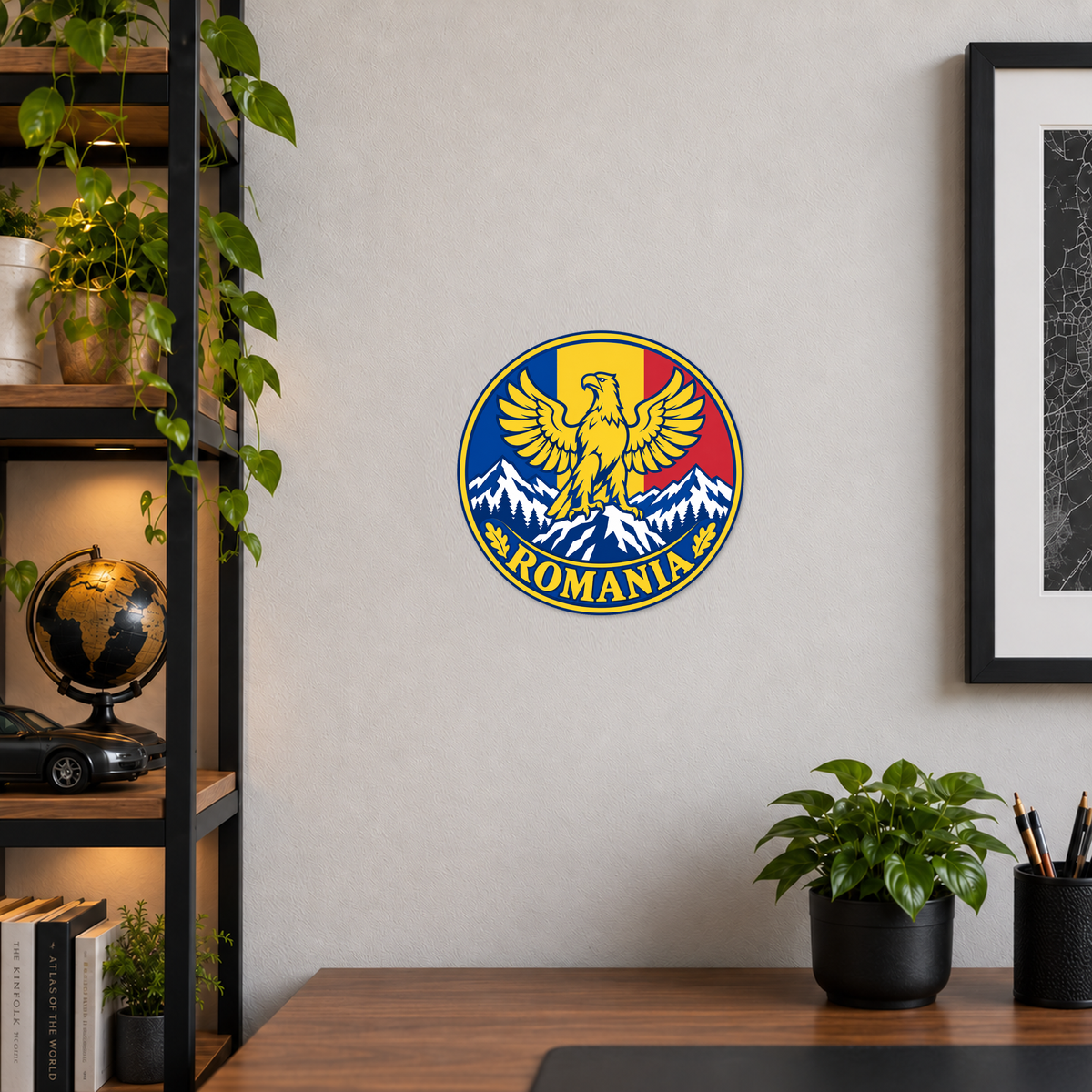 Romania 3D-printed country seal — wall display at approximately 9.5 inches diameter