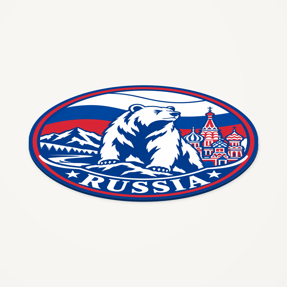 Russia 3D-printed country seal — angled view showing thin profile