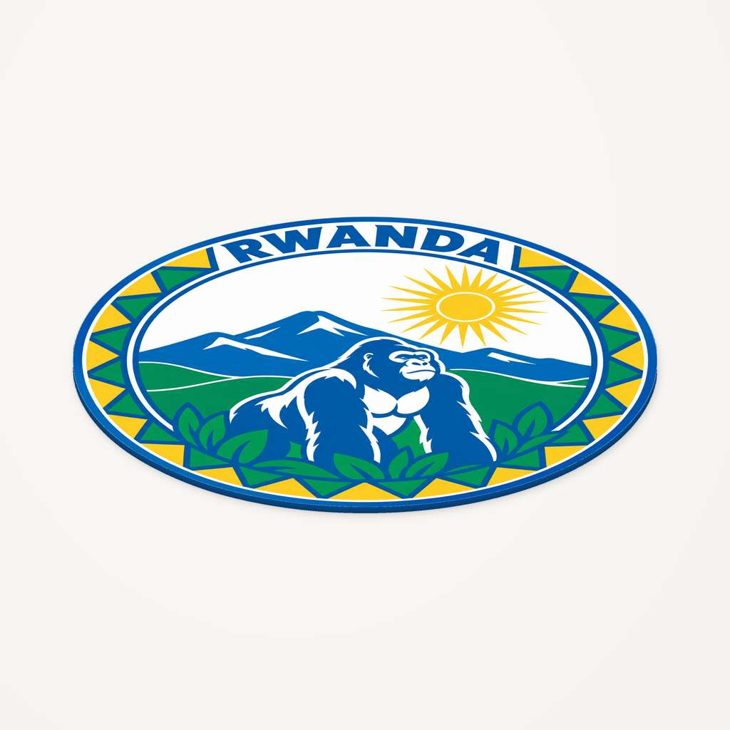 Angled view showing the thin profile of the Rwanda 3D-printed country seal