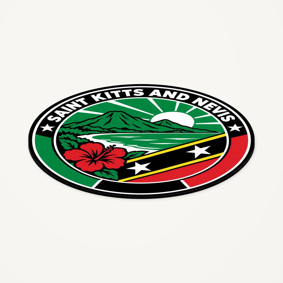 Saint Kitts and Nevis 3D-printed country seal — angled view showing thin profile