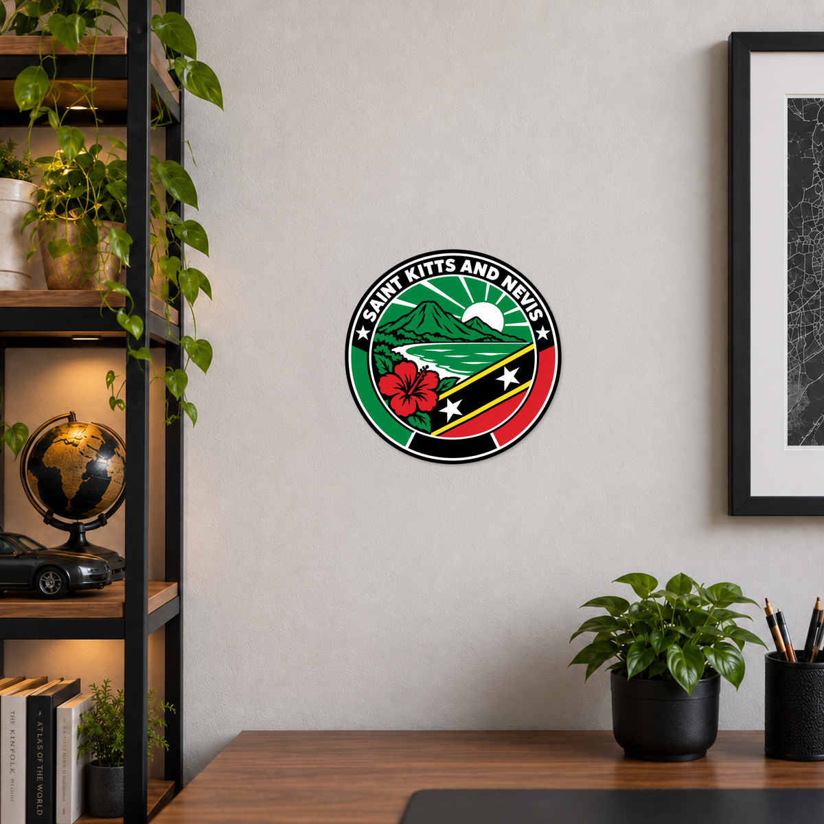 Saint Kitts and Nevis 3D-printed country seal — wall display at approximately 9.5 inches diameter