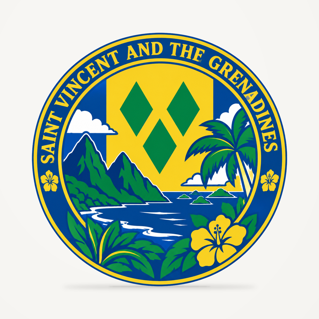 Saint Vincent and the Grenadines 3D-printed country seal — front view