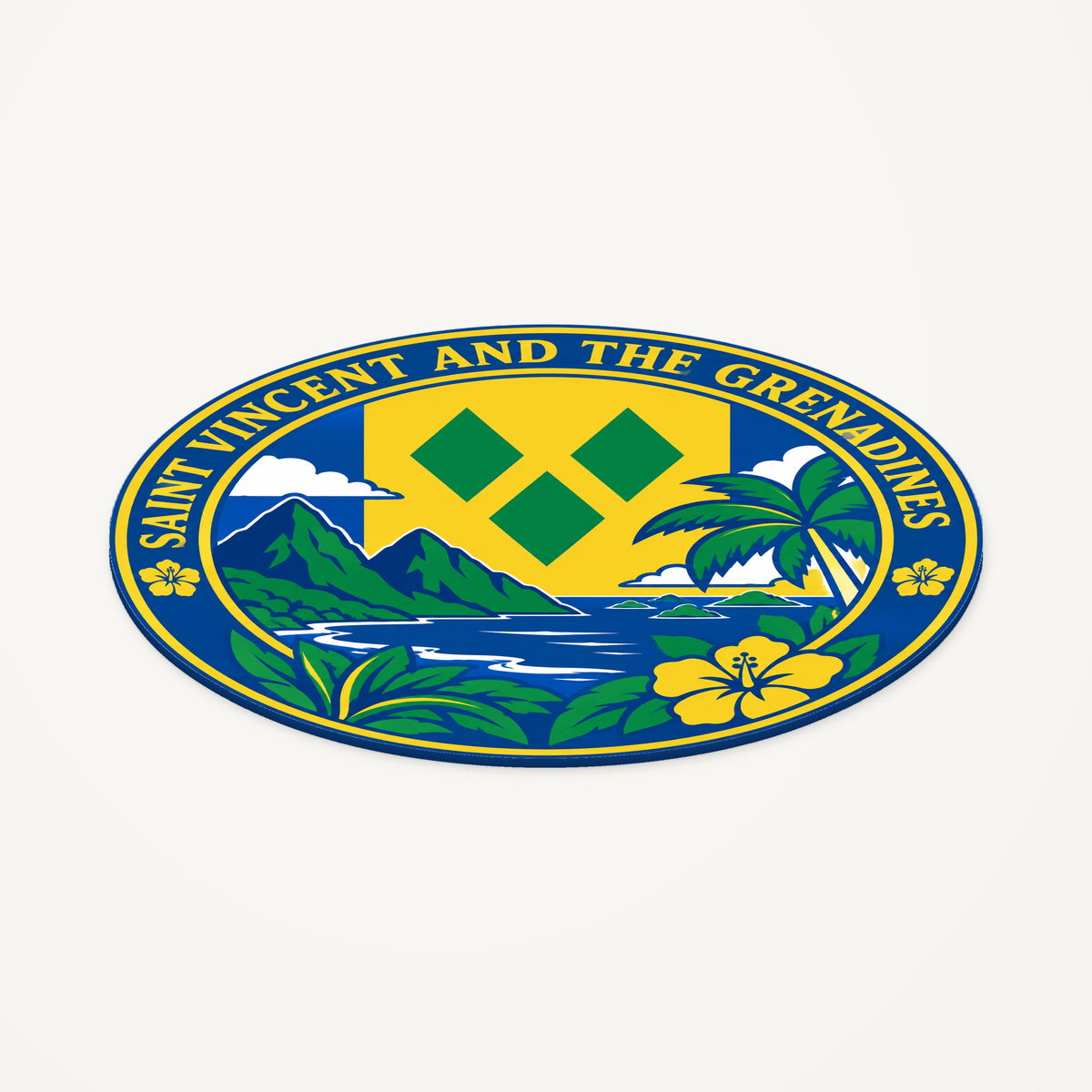 Saint Vincent and the Grenadines 3D-printed country seal — angled view showing thin profile